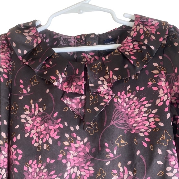 Gap Tiered Satin Dress Party Holiday Brown Pink Girl Size 5 - Picture 2 of 8